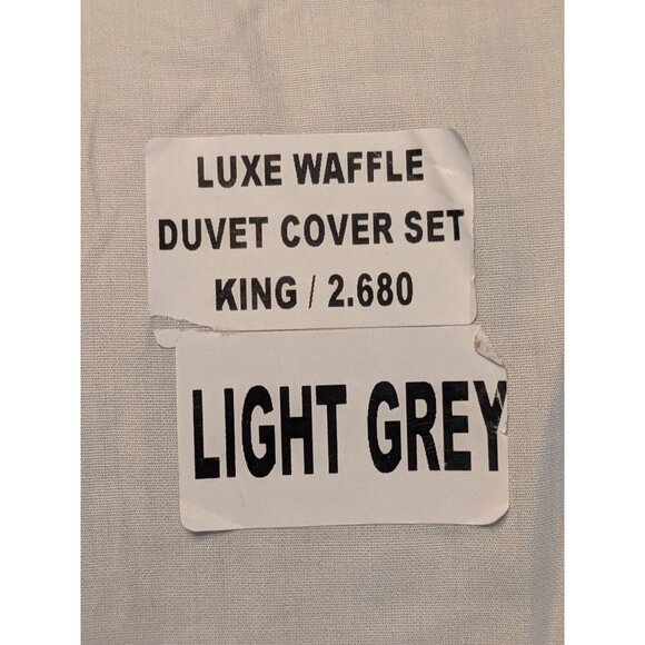 Quince- 100% Organic Luxe Waffle Duvet Cover 3PC Set Light Grey Size King -NEW- - Picture 2 of 7